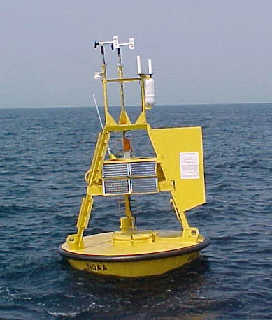 A 3-metre NOAA NDBC discus buoy used for weather and marine observations